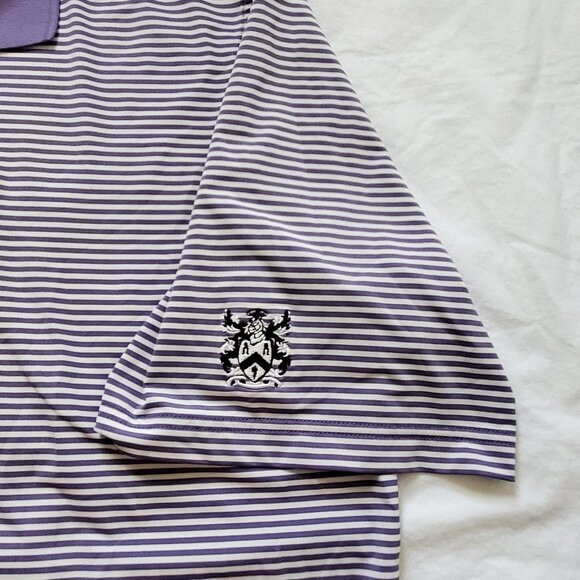 FootJoy FJ Men's Purple And White Stripe Collared Golf Polo Shirt Size XL - Picture 7 of 11